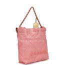 Chanel Mini 22 Bag Pink Shiny Calfskin Lacquered Gold Hardware