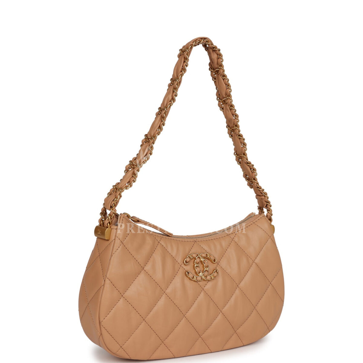 Chanel 19 Hobo Bag Beige Aged Calfskin Brushed Gold Hardware — изображение 2