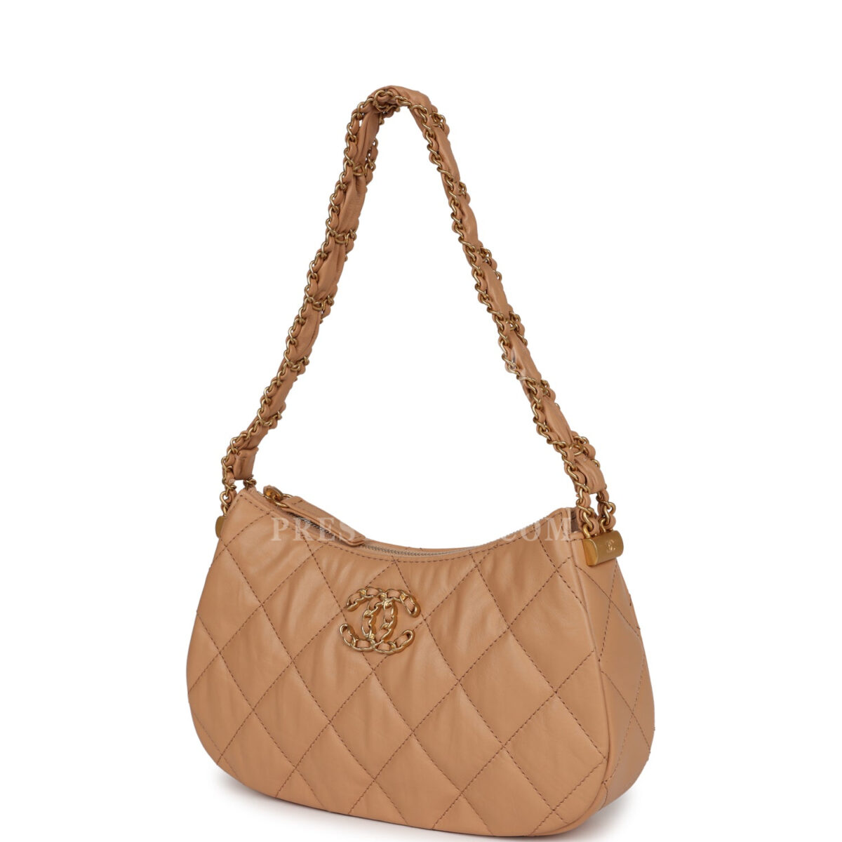 Chanel 19 Hobo Bag Beige Aged Calfskin Brushed Gold Hardware — изображение 5