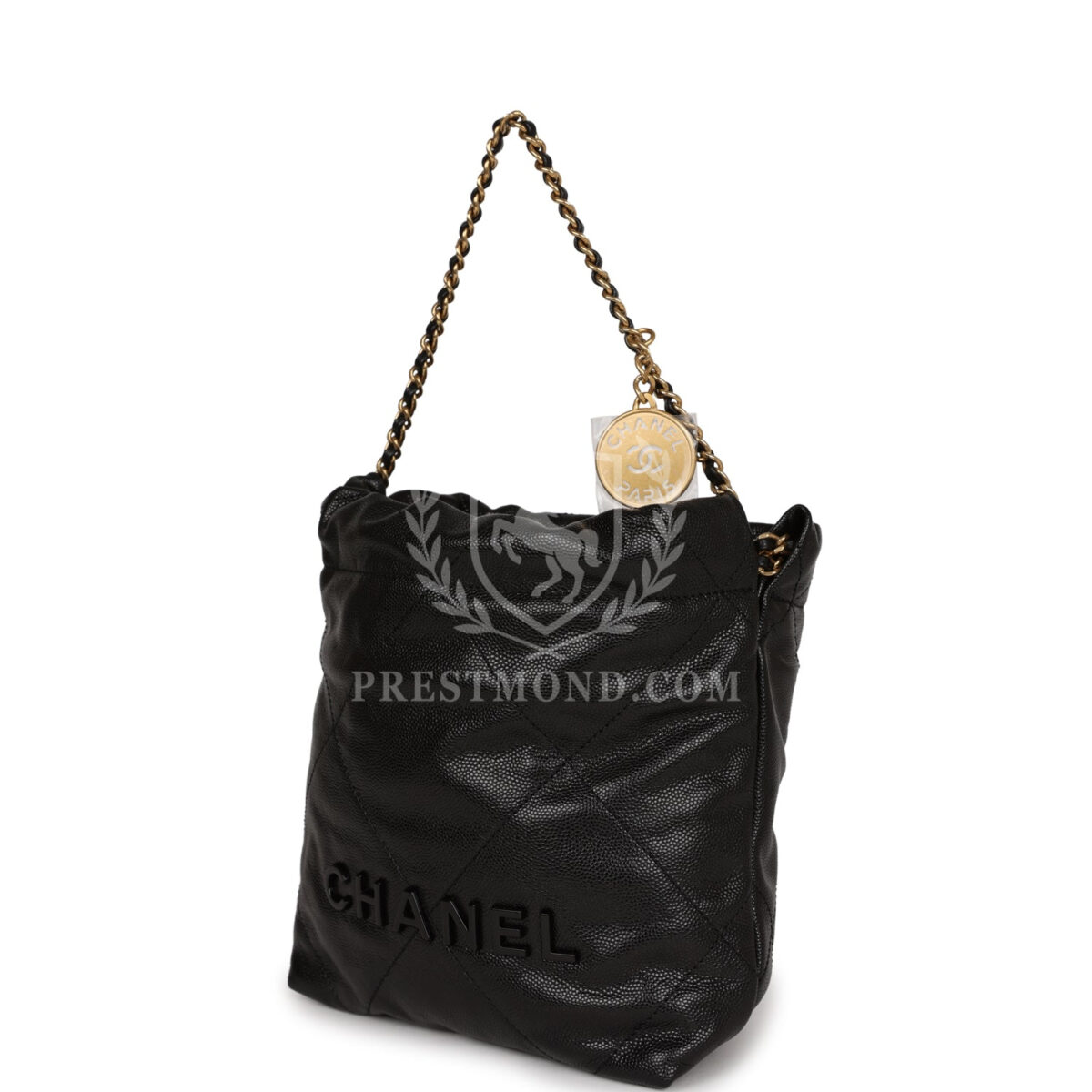 Chanel Mini 22 Bag Black Grained Calfskin Gold Hardware — изображение 5