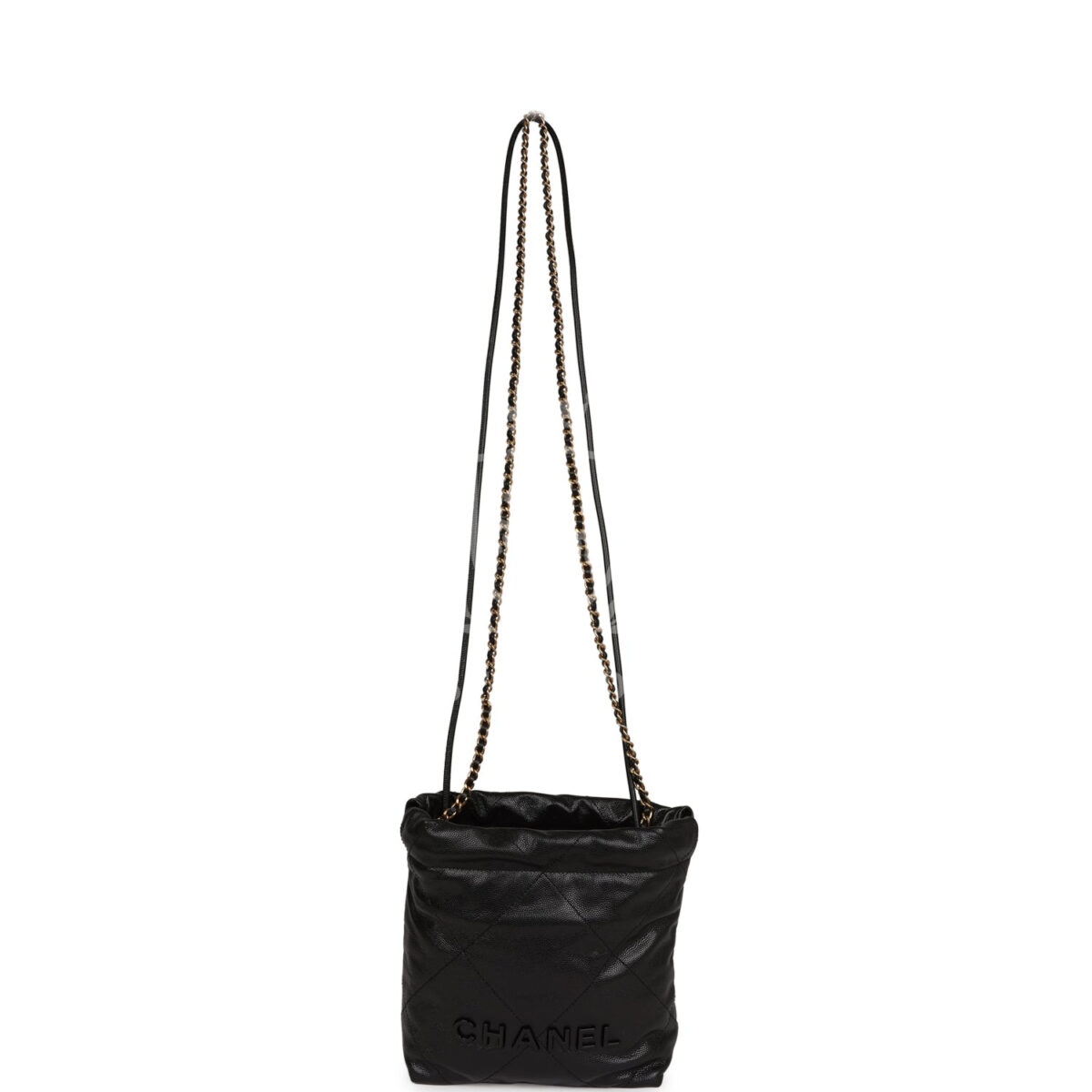 Chanel Mini 22 Bag Black Grained Calfskin Gold Hardware — изображение 7
