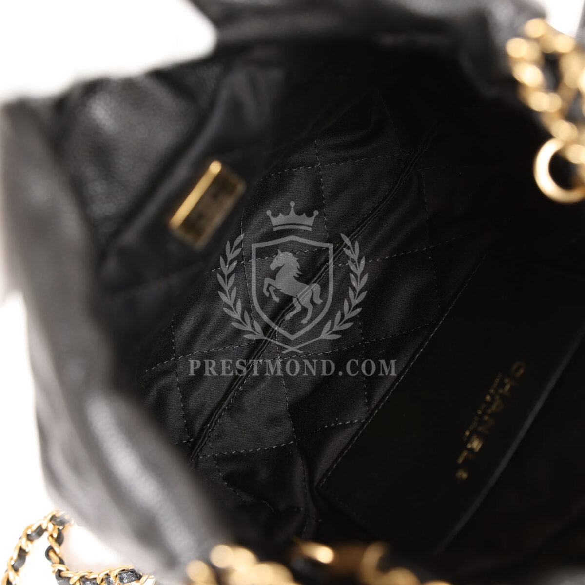 Chanel Mini 22 Bag Black Grained Calfskin Gold Hardware — изображение 9