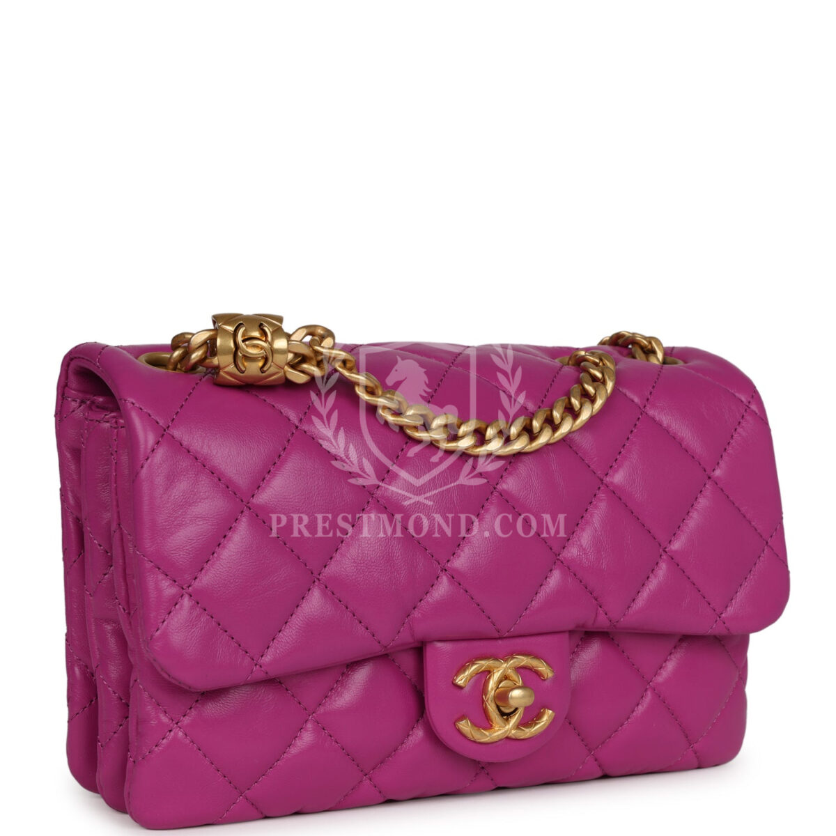Chanel Small Crush Flap Bag Purple Shiny Aged Calfskin Brushed Gold Hardware — изображение 2