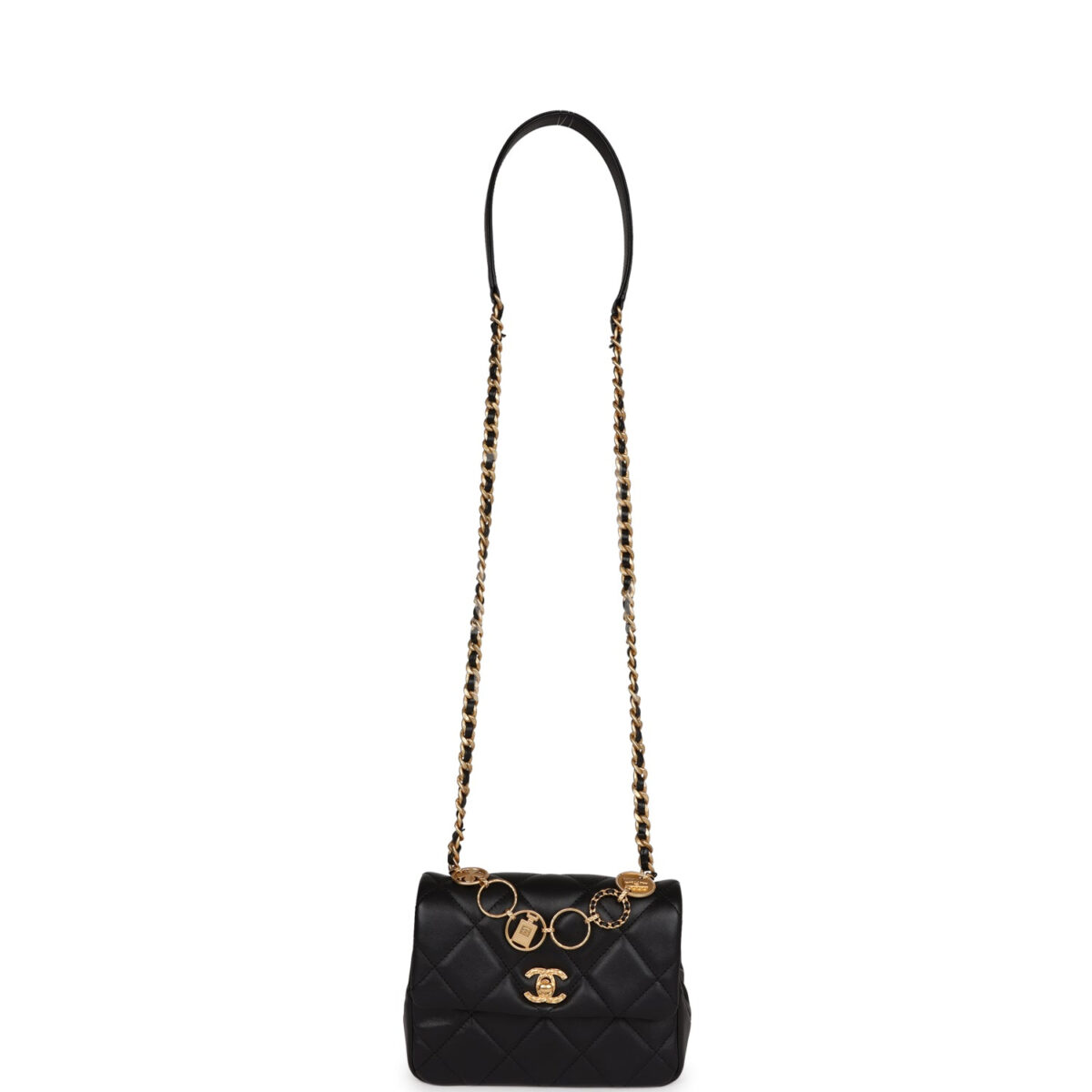 Chanel Mini Charms Flap Bag Black Lambskin Brushed Gold Hardware — изображение 7