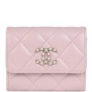Chanel Mini Crossbody Pearl Wallet Pink Caviar Light Gold Hardware