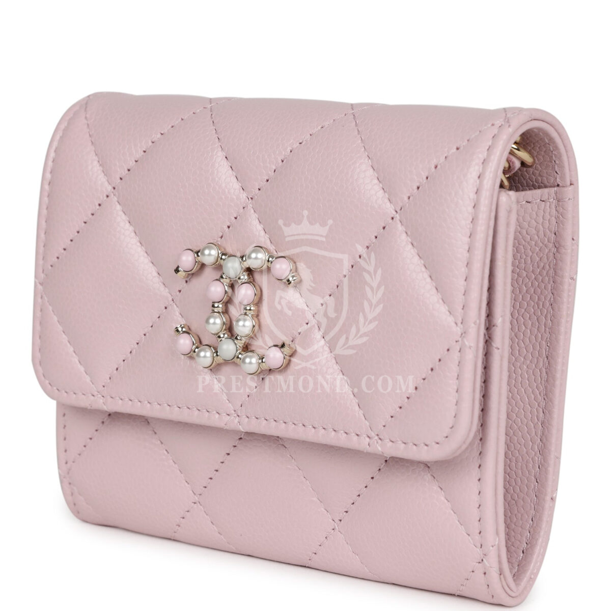 Chanel Mini Crossbody Pearl Wallet Pink Caviar Light Gold Hardware — изображение 5