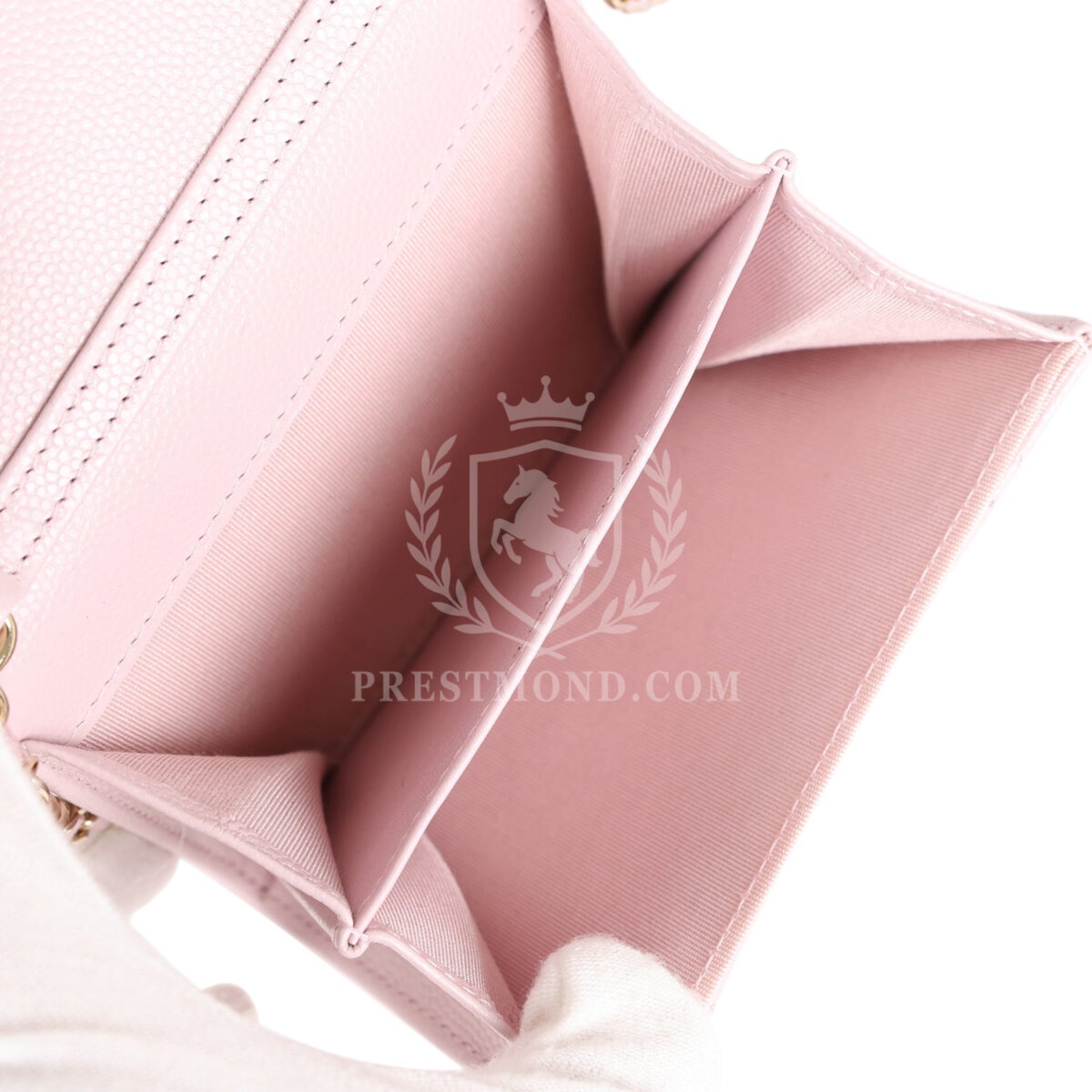 Chanel Mini Crossbody Pearl Wallet Pink Caviar Light Gold Hardware — изображение 9