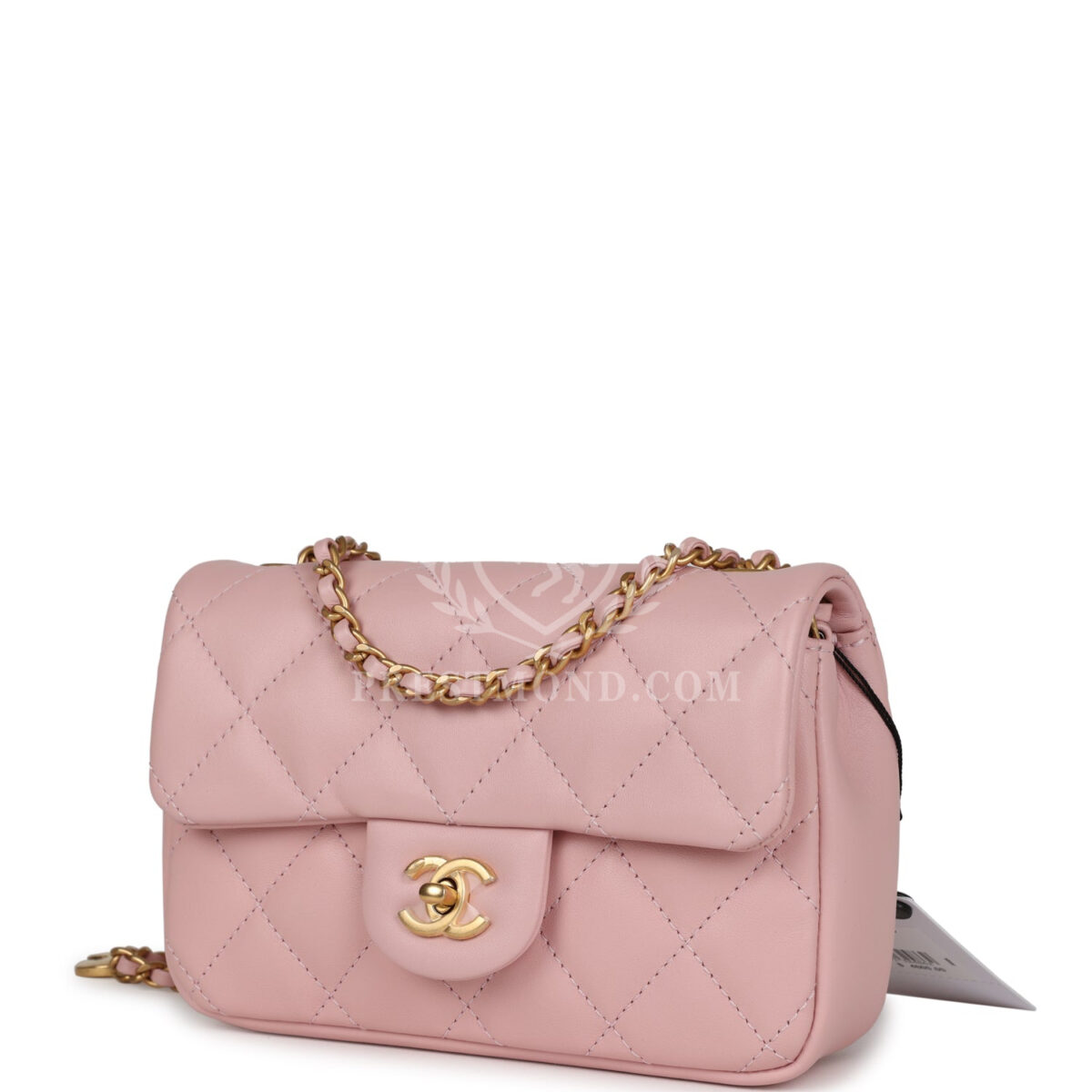 Chanel Mini Rectangular Flap Bag with Heart Chain Pink Lambskin Brushed Gold Hardware — изображение 5