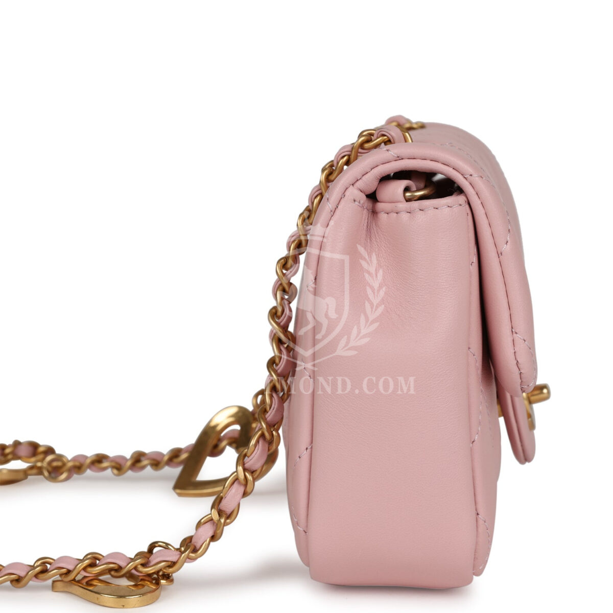 Chanel Mini Rectangular Flap Bag with Heart Chain Pink Lambskin Brushed Gold Hardware — изображение 3