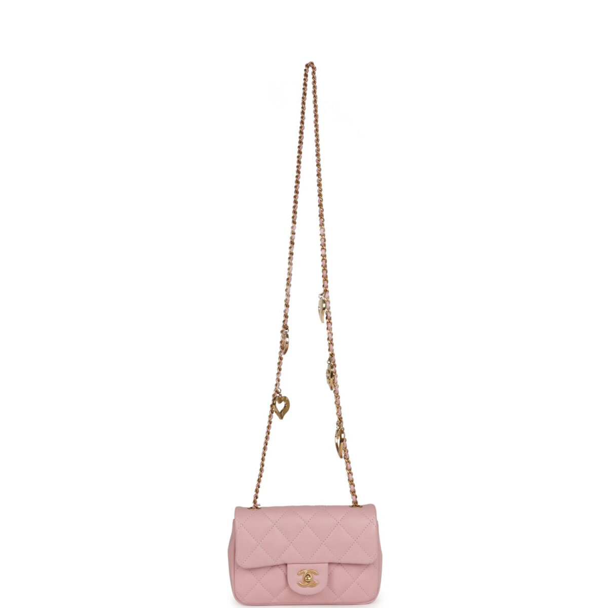 Chanel Mini Rectangular Flap Bag with Heart Chain Pink Lambskin Brushed Gold Hardware — изображение 7