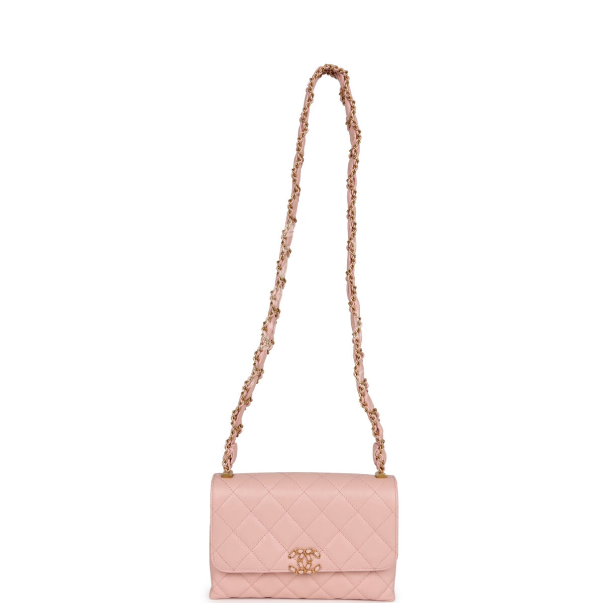 Chanel 19 Mini Flap Light Pink Aged Calfskin Brushed Gold Hardware — изображение 7