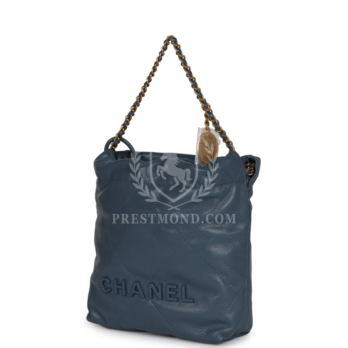 Chanel Mini 22 Bag Blue Grained Calfskin Gold Hardware — изображение 5