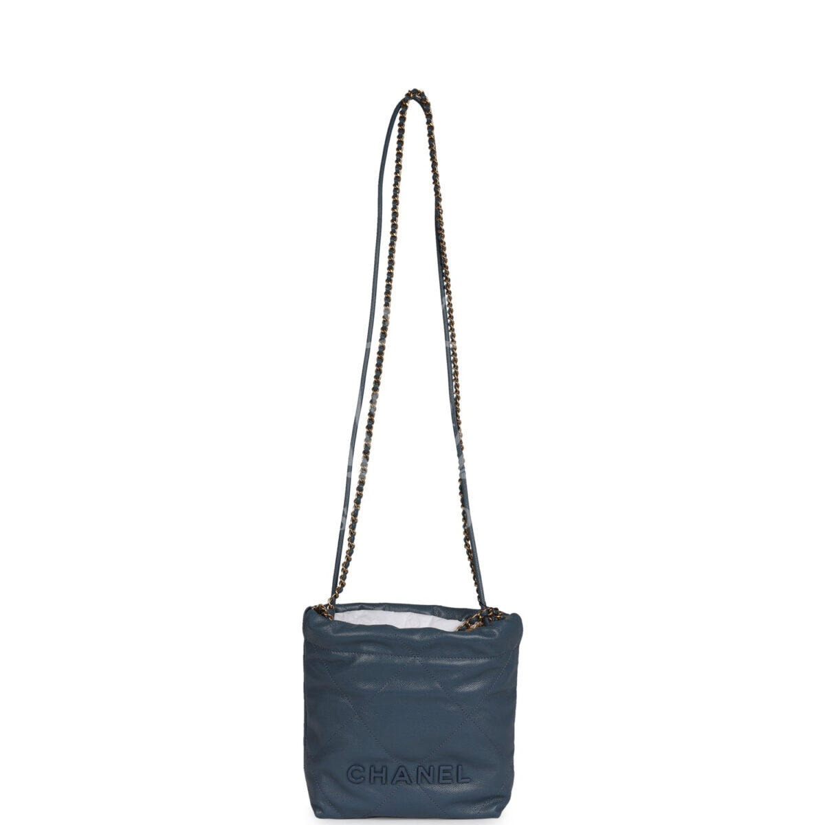 Chanel Mini 22 Bag Blue Grained Calfskin Gold Hardware — изображение 7