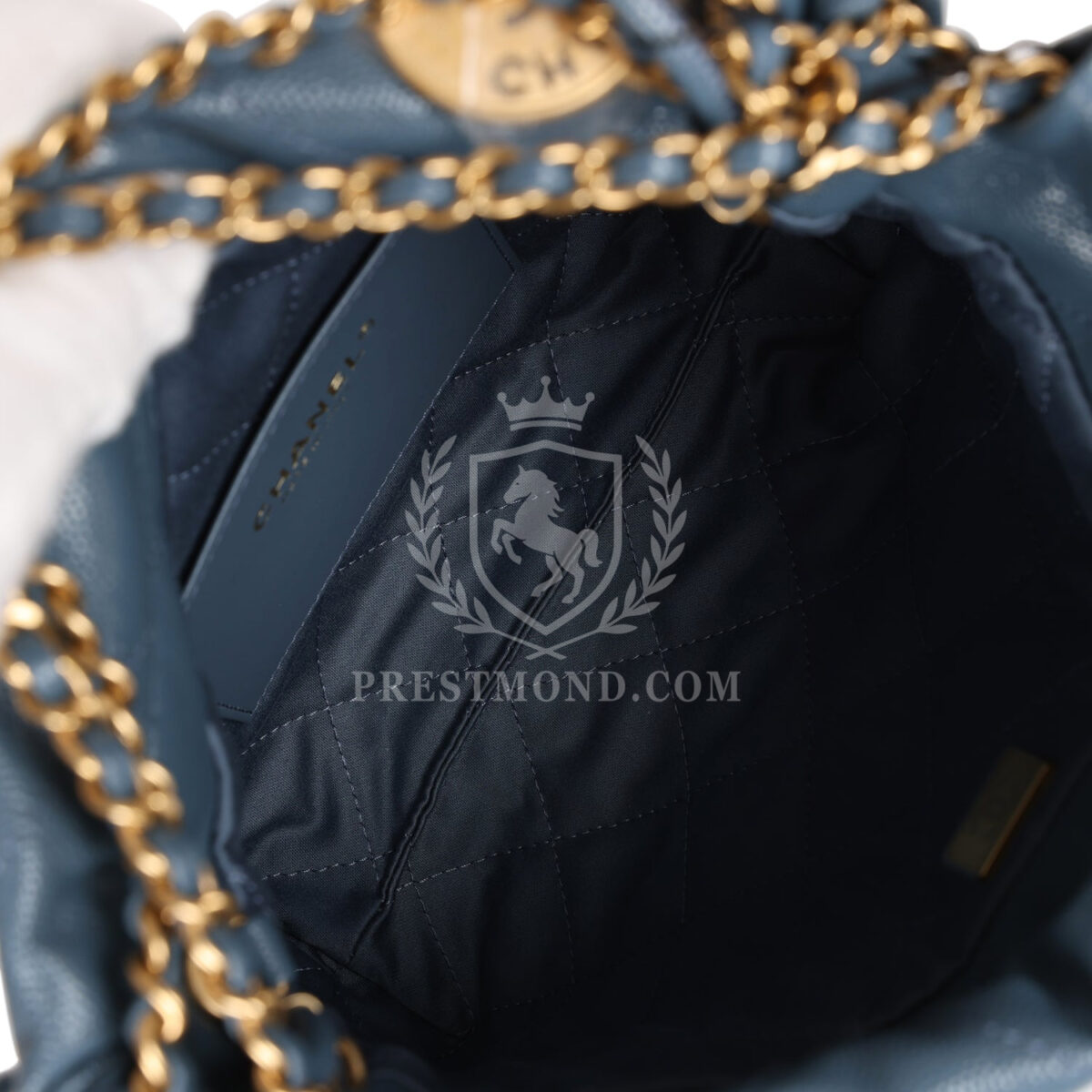 Chanel Mini 22 Bag Blue Grained Calfskin Gold Hardware — изображение 9