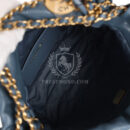 Chanel Mini 22 Bag Blue Grained Calfskin Gold Hardware