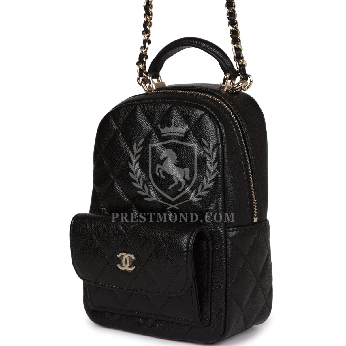 Chanel Mini Phone Holder Backpack Black Caviar Light Gold Hardware — изображение 5