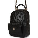 Chanel Mini Phone Holder Backpack Black Caviar Light Gold Hardware