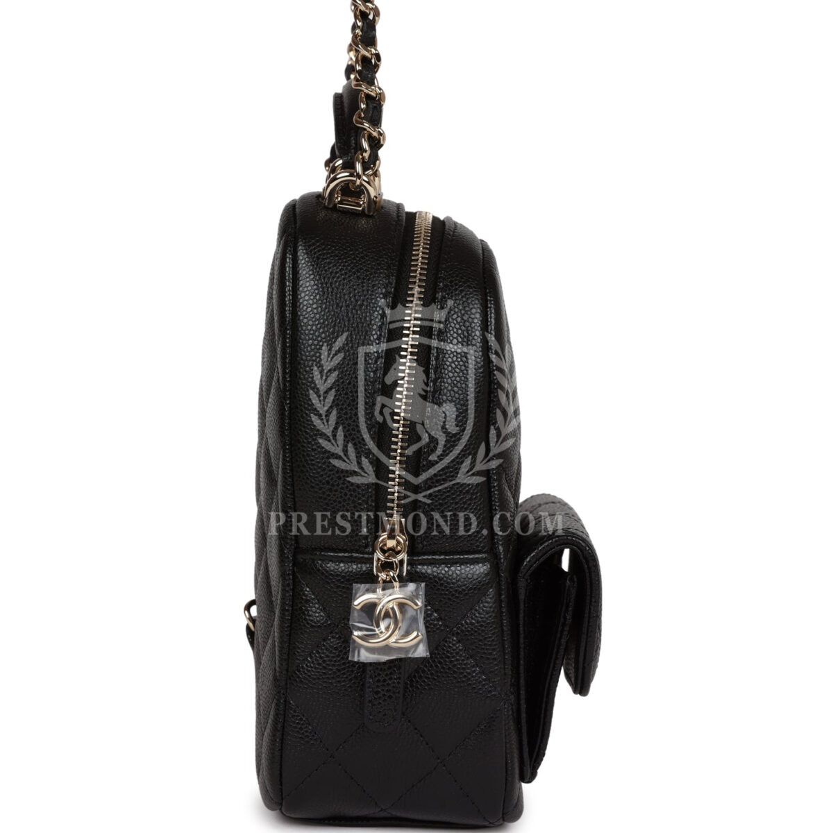 Chanel Mini Phone Holder Backpack Black Caviar Light Gold Hardware — изображение 3
