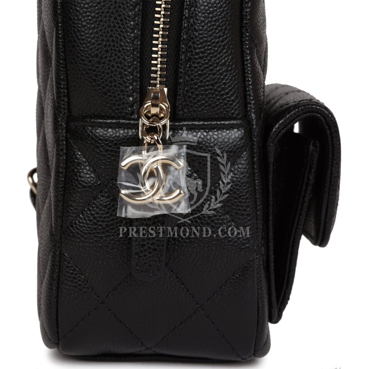 Chanel Mini Phone Holder Backpack Black Caviar Light Gold Hardware — изображение 4