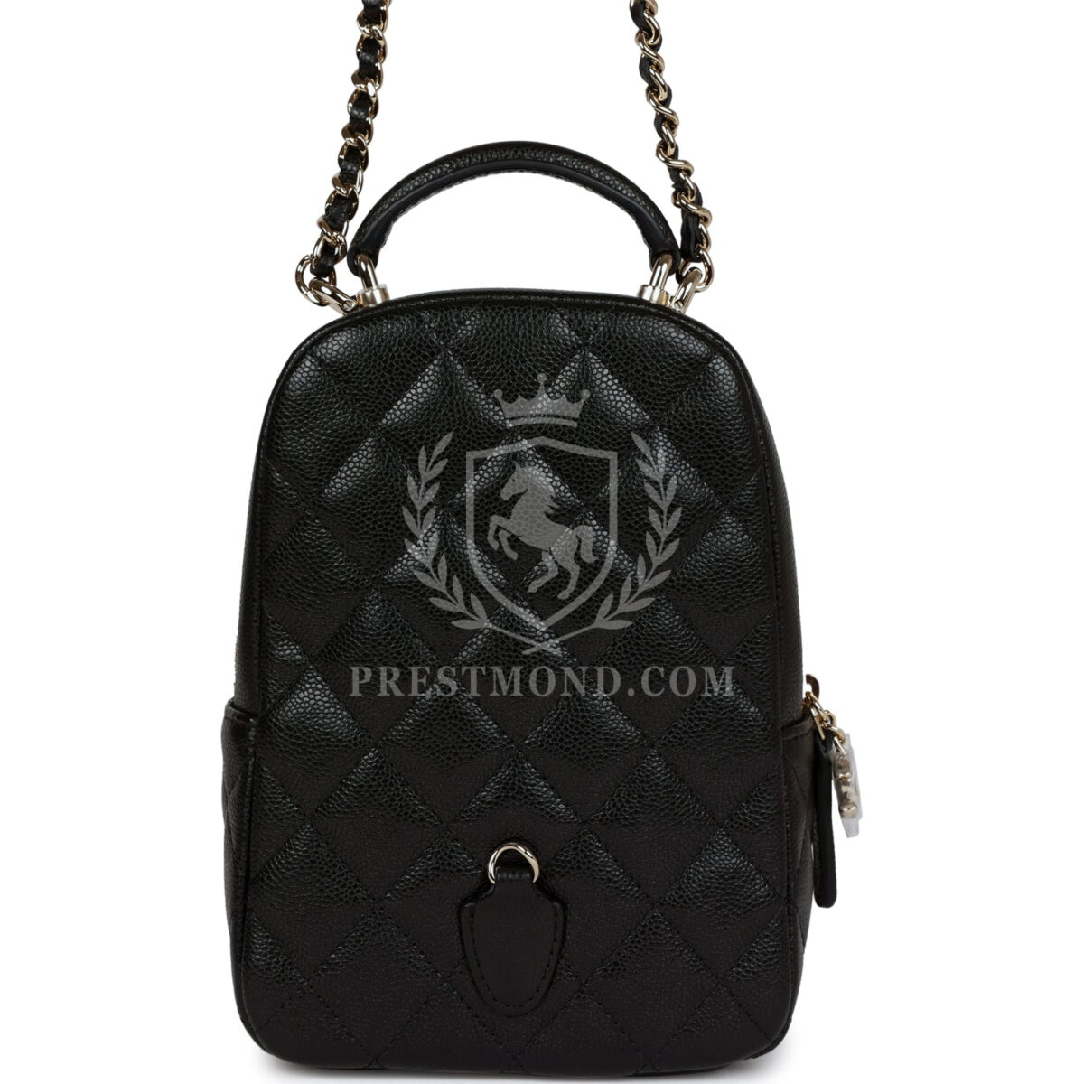 Chanel Mini Phone Holder Backpack Black Caviar Light Gold Hardware — изображение 6