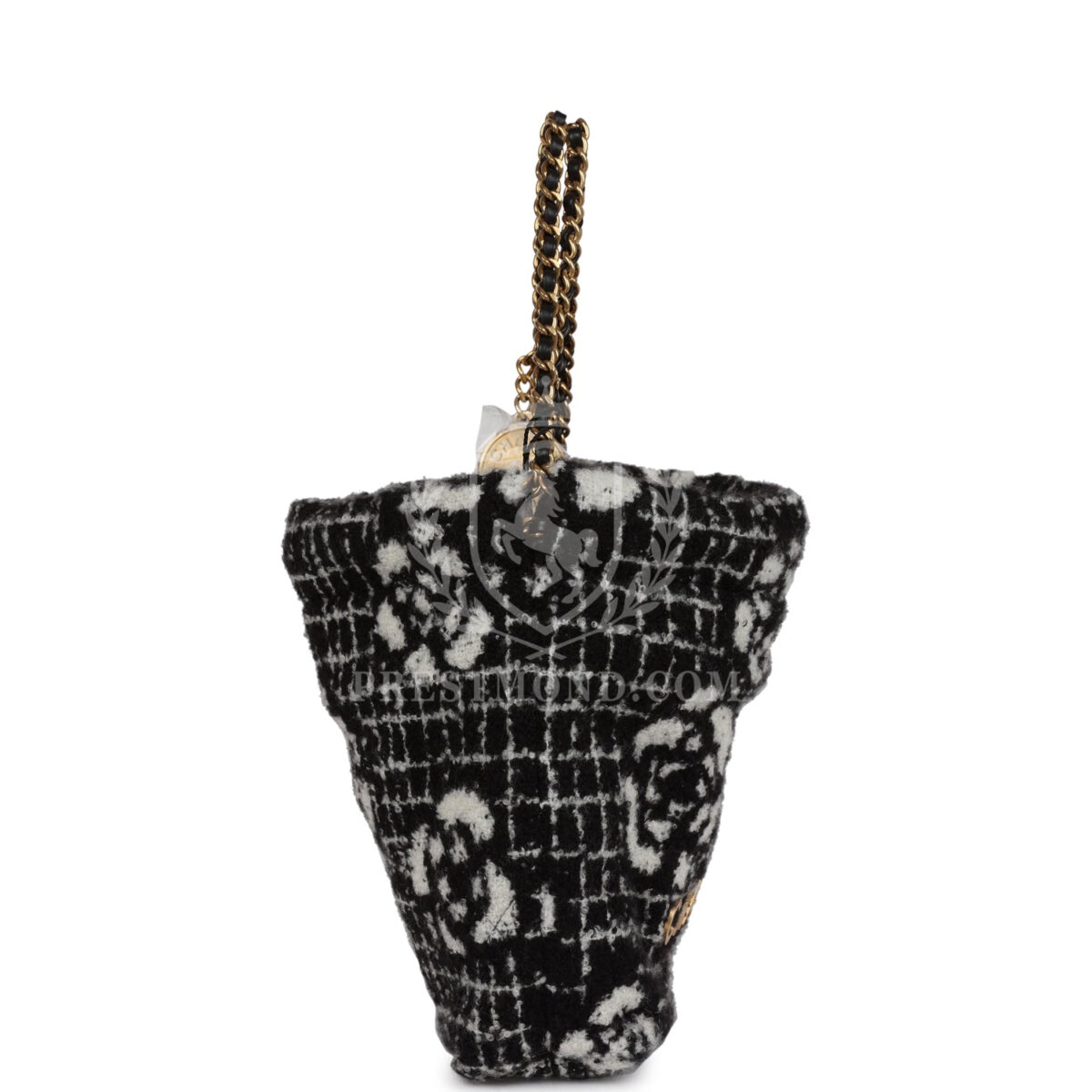 Chanel Mini 22 Bag Black and White Floral Tweed Gold Hardware — изображение 3