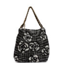 Chanel Mini 22 Bag Black and White Floral Tweed Gold Hardware