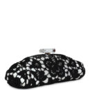 Chanel Clutch Black and White Floral Lace Gold Hardware