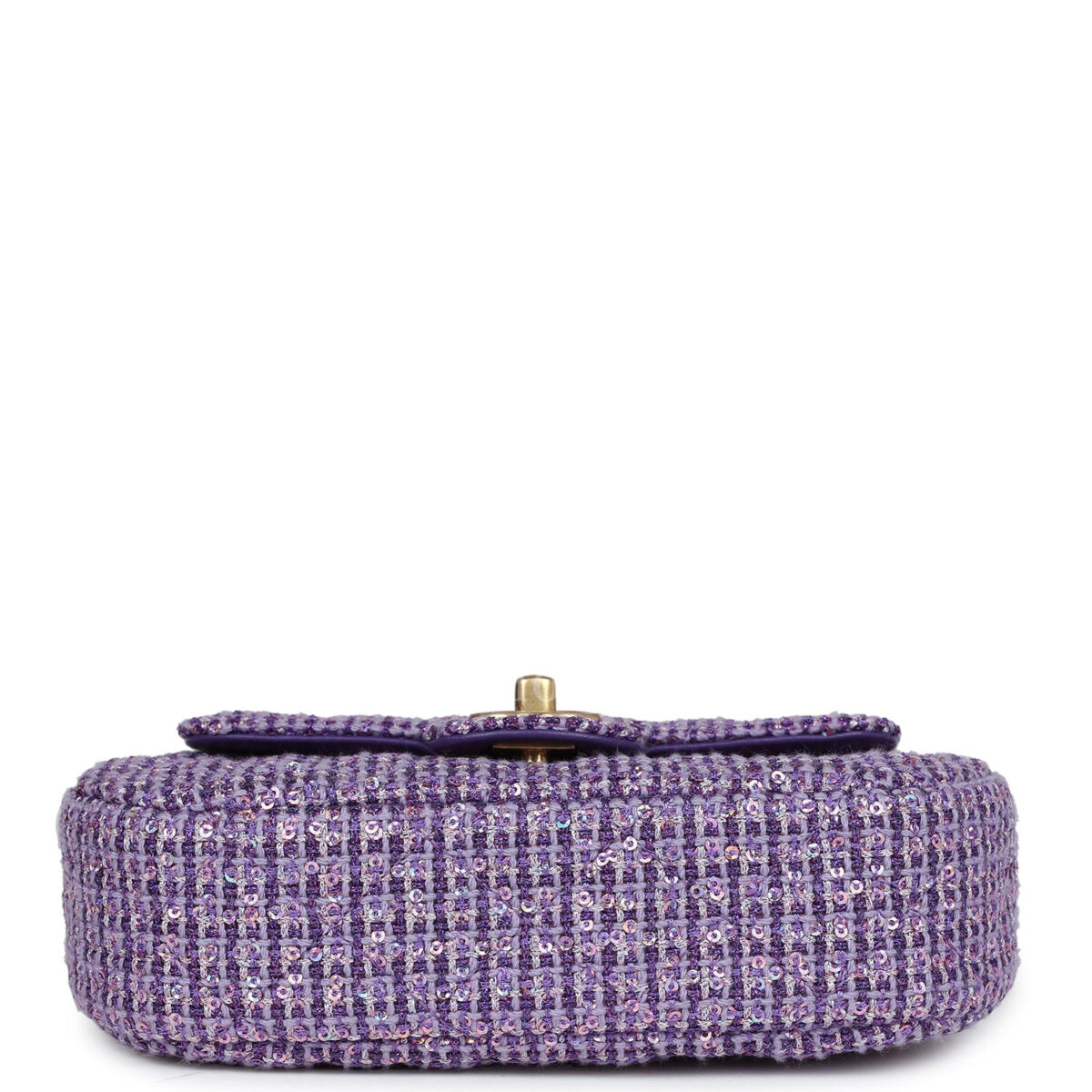 Chanel Mini Sequin Flap Bag with Top Handle Purple Tweed Antique Gold Hardware — изображение 6