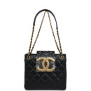 Chanel Small CC Shoulder Bag Black Lambskin Antique Gold Hardware