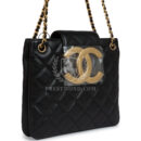 Chanel Small CC Shoulder Bag Black Lambskin Antique Gold Hardware