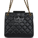 Chanel Small CC Shoulder Bag Black Lambskin Antique Gold Hardware