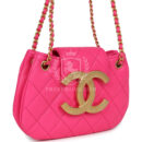 Chanel CC Mini Shoulder Bag Fuchsia Lambskin Antique Gold Hardware