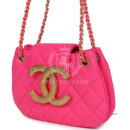 Chanel CC Mini Shoulder Bag Fuchsia Lambskin Antique Gold Hardware