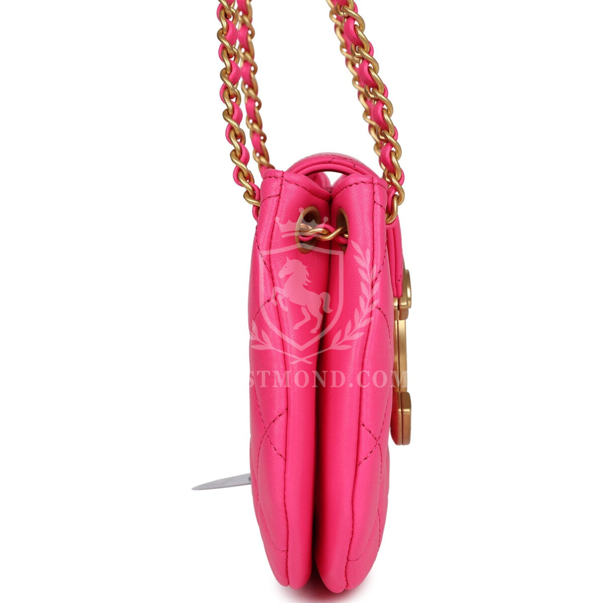 Chanel CC Mini Shoulder Bag Fuchsia Lambskin Antique Gold Hardware — изображение 3