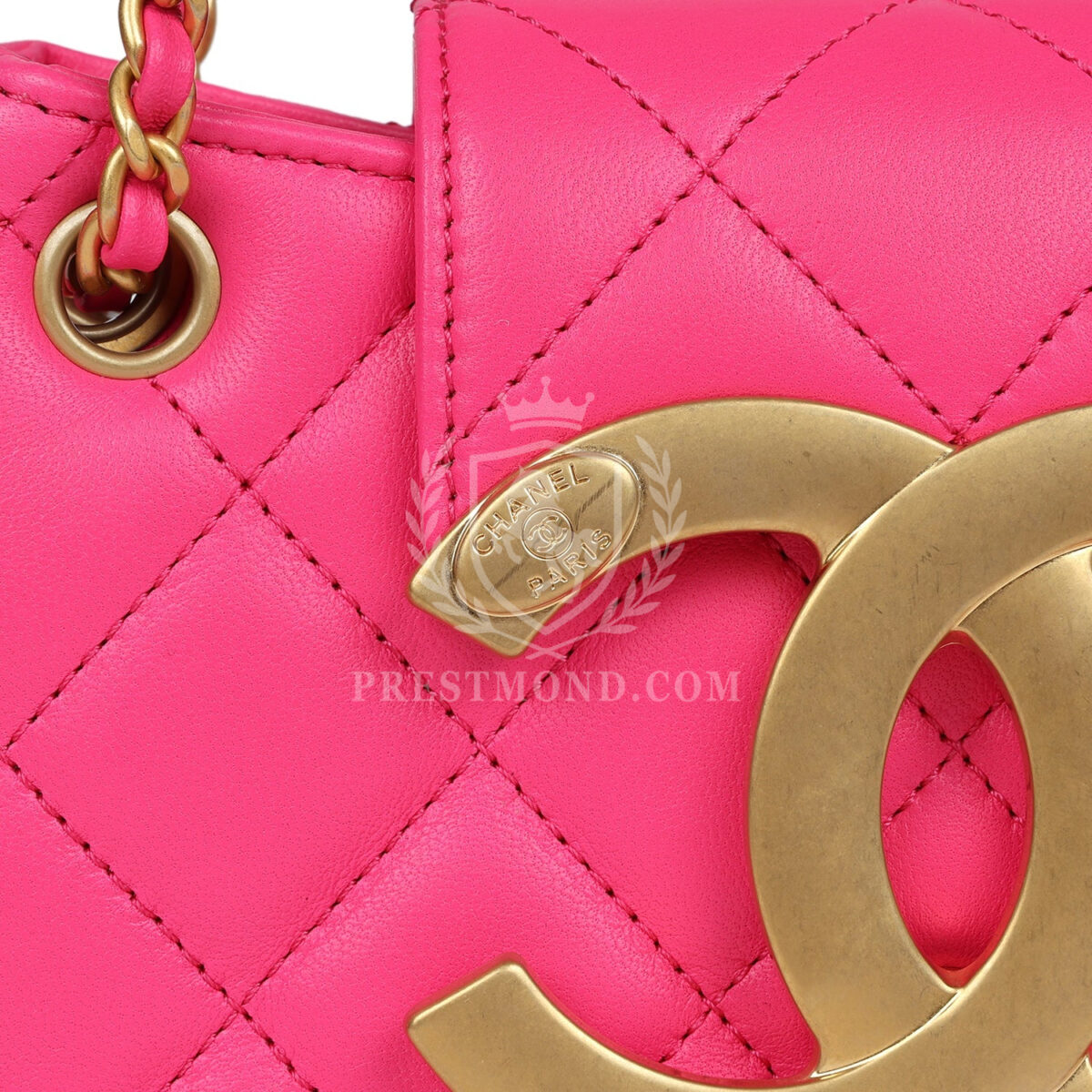 Chanel CC Mini Shoulder Bag Fuchsia Lambskin Antique Gold Hardware — изображение 6
