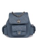 Chanel Mini Duma Backpack Blue Caviar Light Gold Hardware