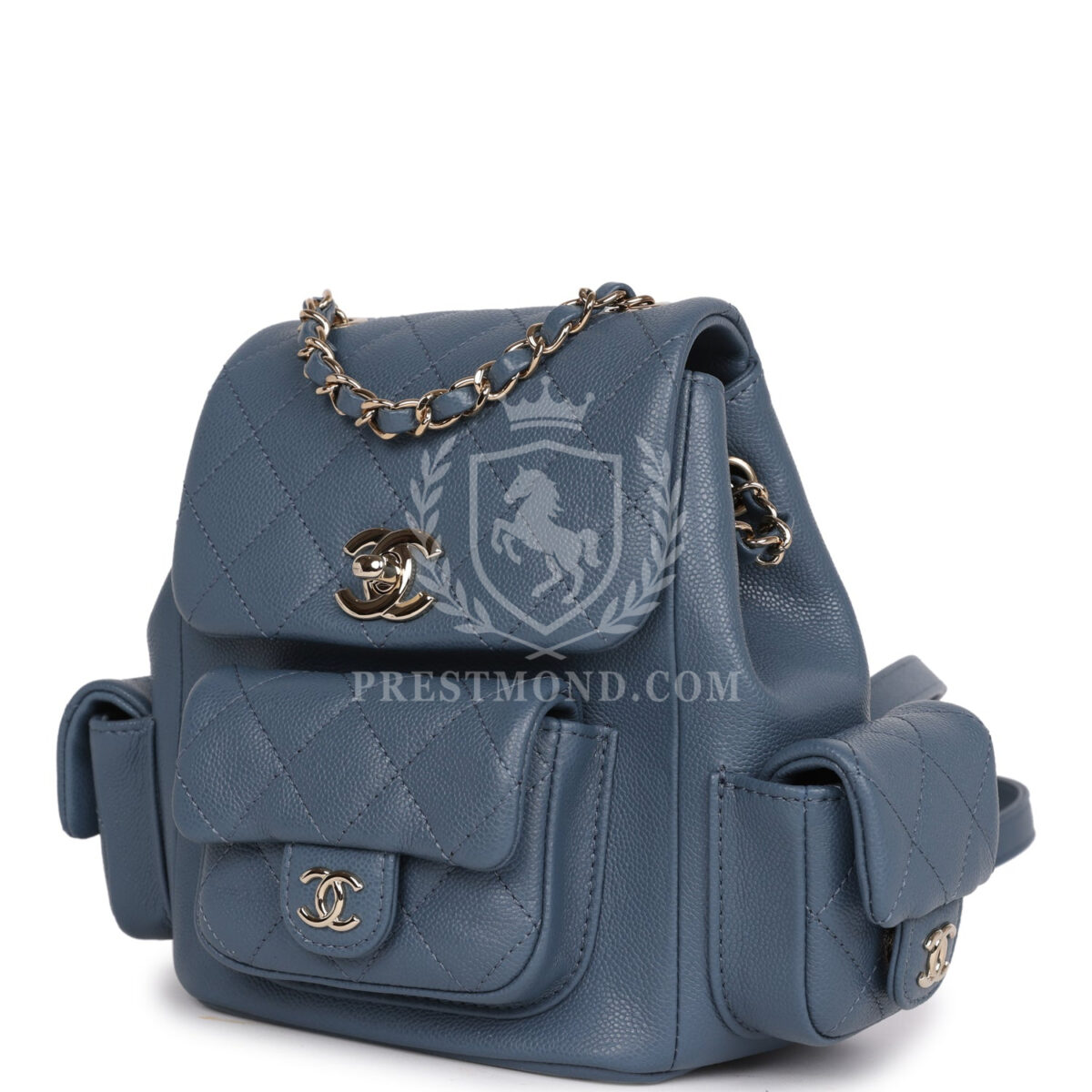 Chanel Mini Duma Backpack Blue Caviar Light Gold Hardware — изображение 4