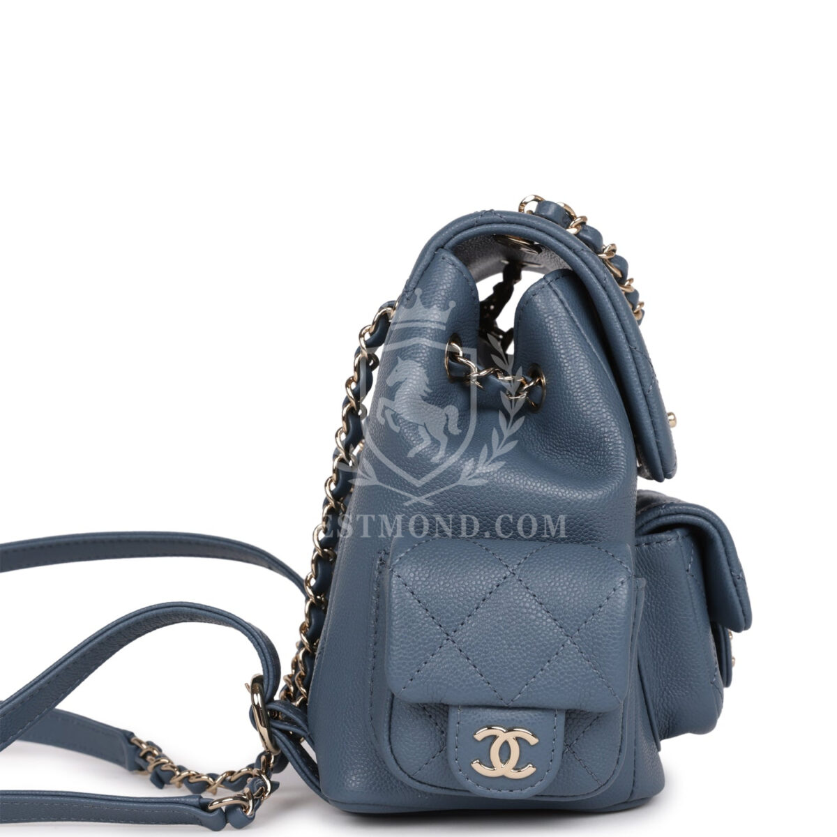 Chanel Mini Duma Backpack Blue Caviar Light Gold Hardware — изображение 3