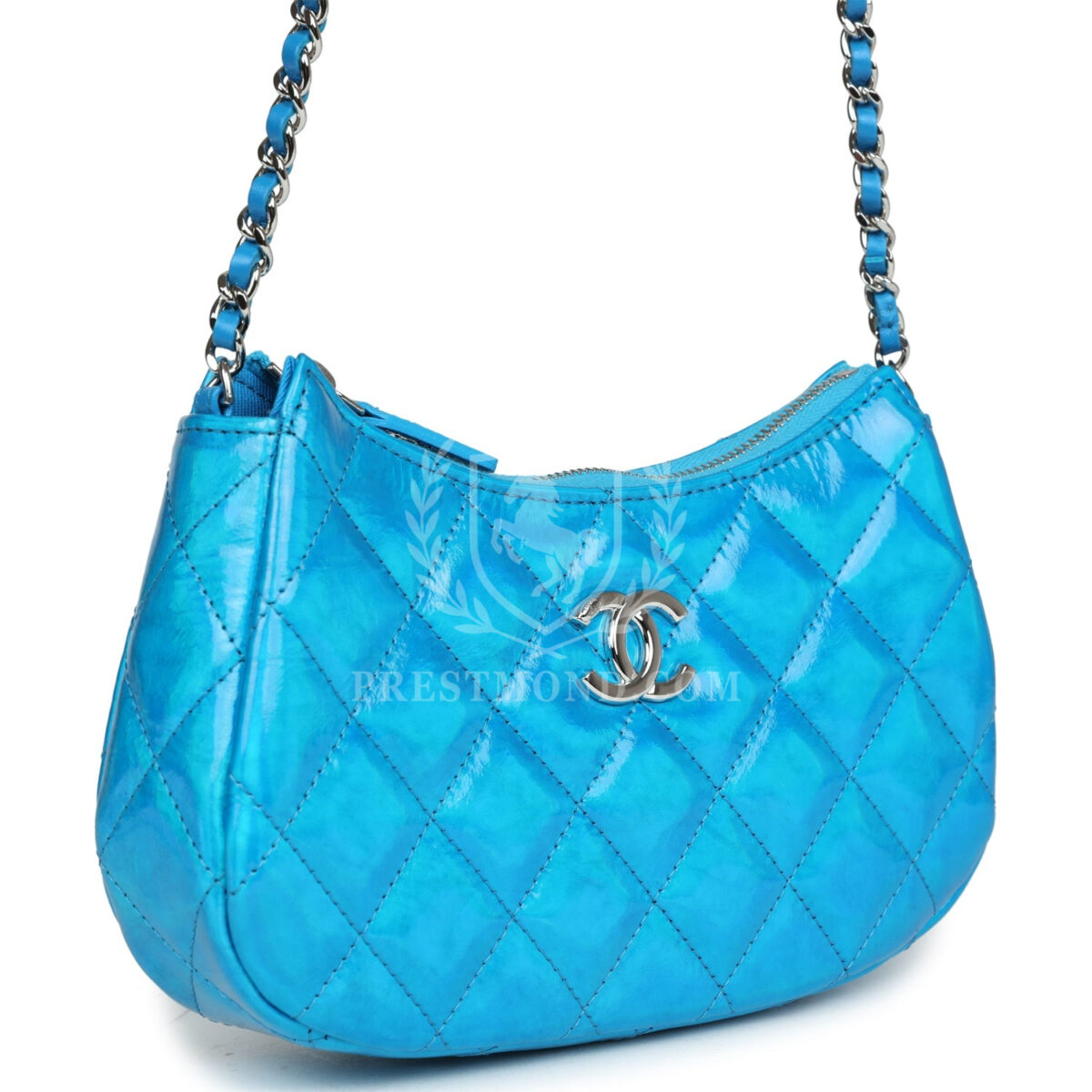 Chanel Mini Hobo Bag Blue Metallic Goatskin Silver Hardware — изображение 2