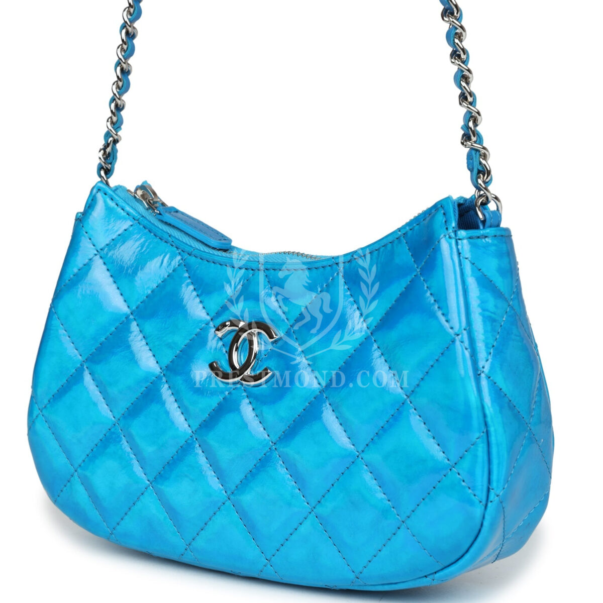 Chanel Mini Hobo Bag Blue Metallic Goatskin Silver Hardware — изображение 5