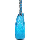 Chanel Mini Hobo Bag Blue Metallic Goatskin Silver Hardware