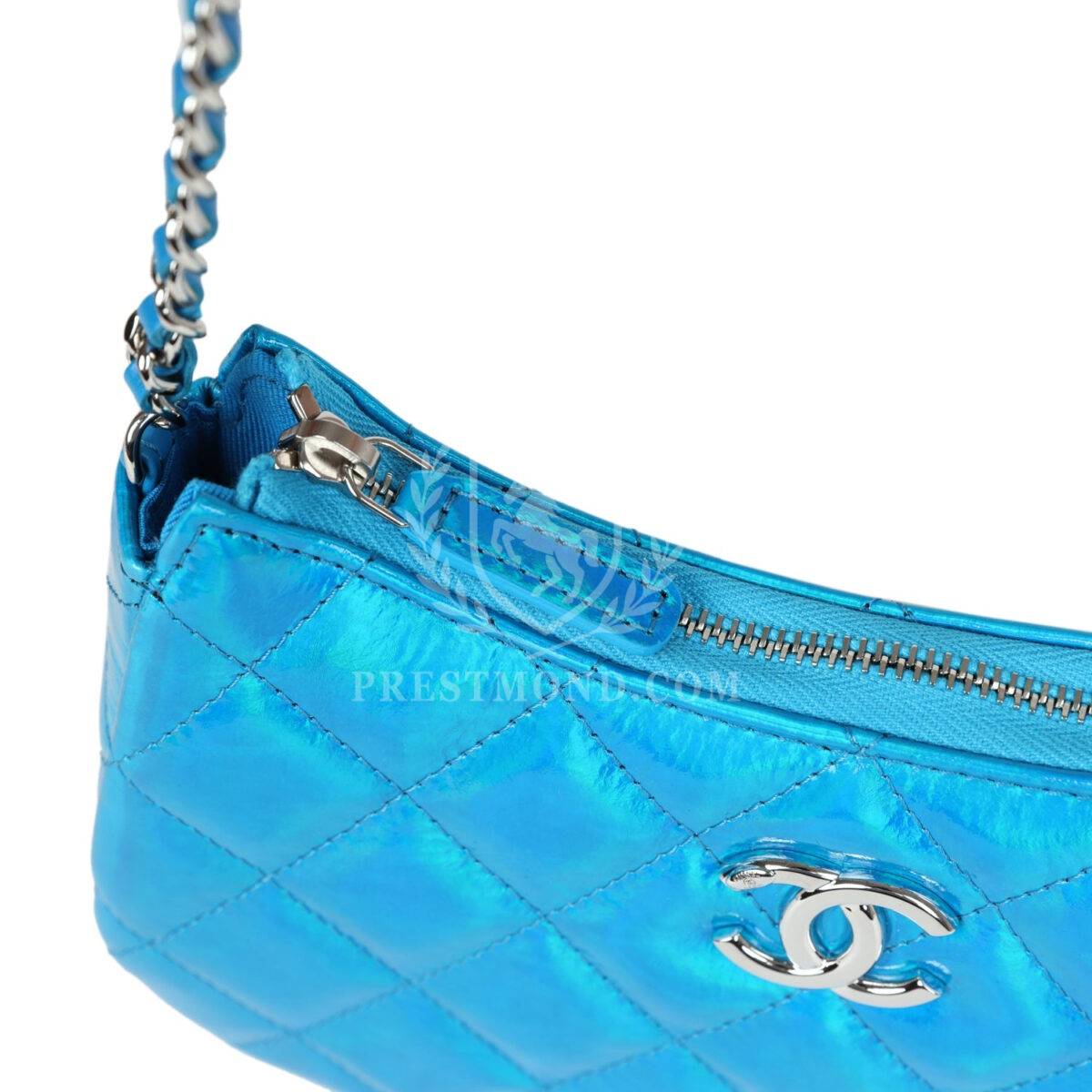 Chanel Mini Hobo Bag Blue Metallic Goatskin Silver Hardware — изображение 9