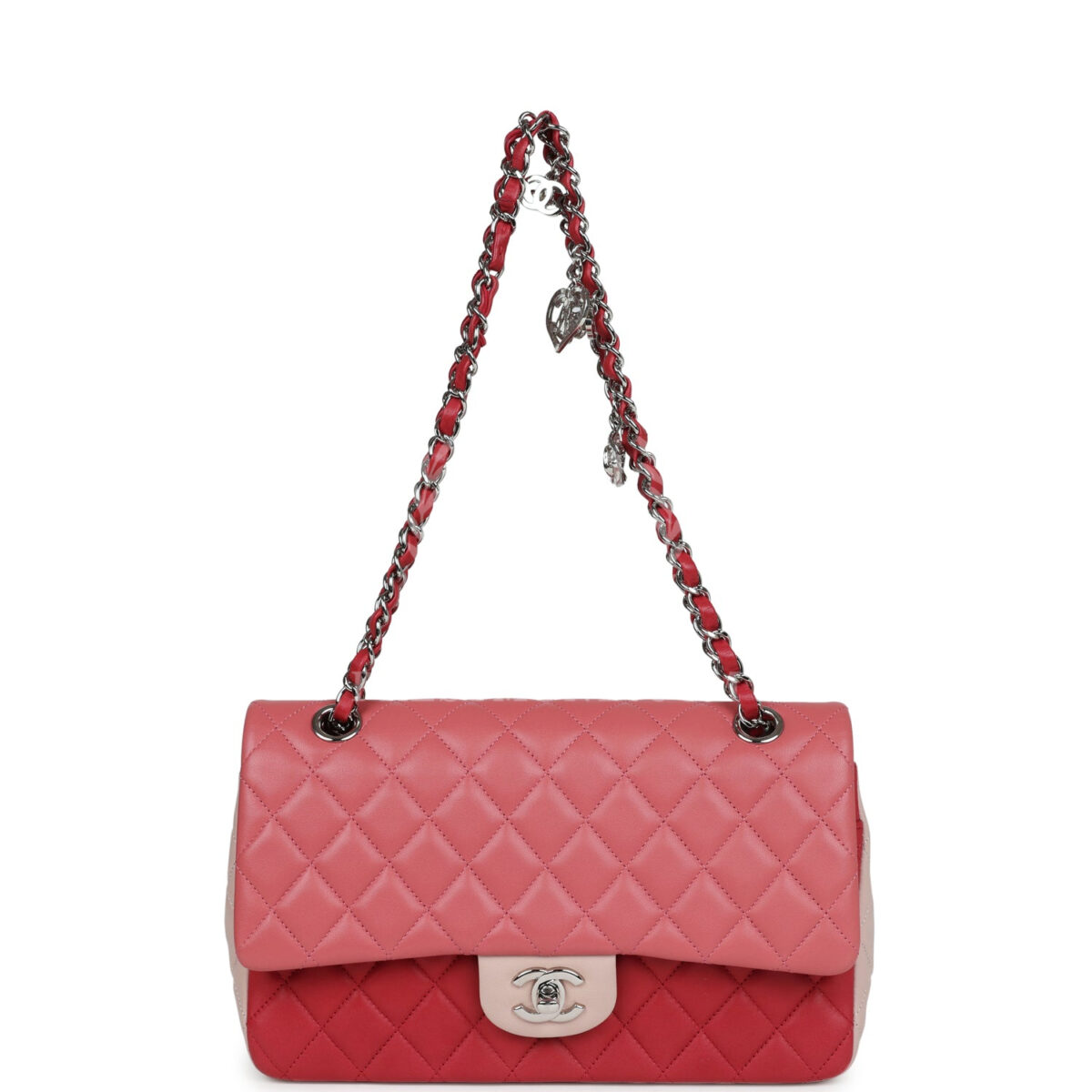 Chanel Medium Valentine Single Flap Bag Tricolored Lambskin Silver Hardware — изображение 7