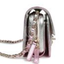 Chanel Mini Flap Bag Pink and Silver Metallic Lambskin Light Gold Hardware