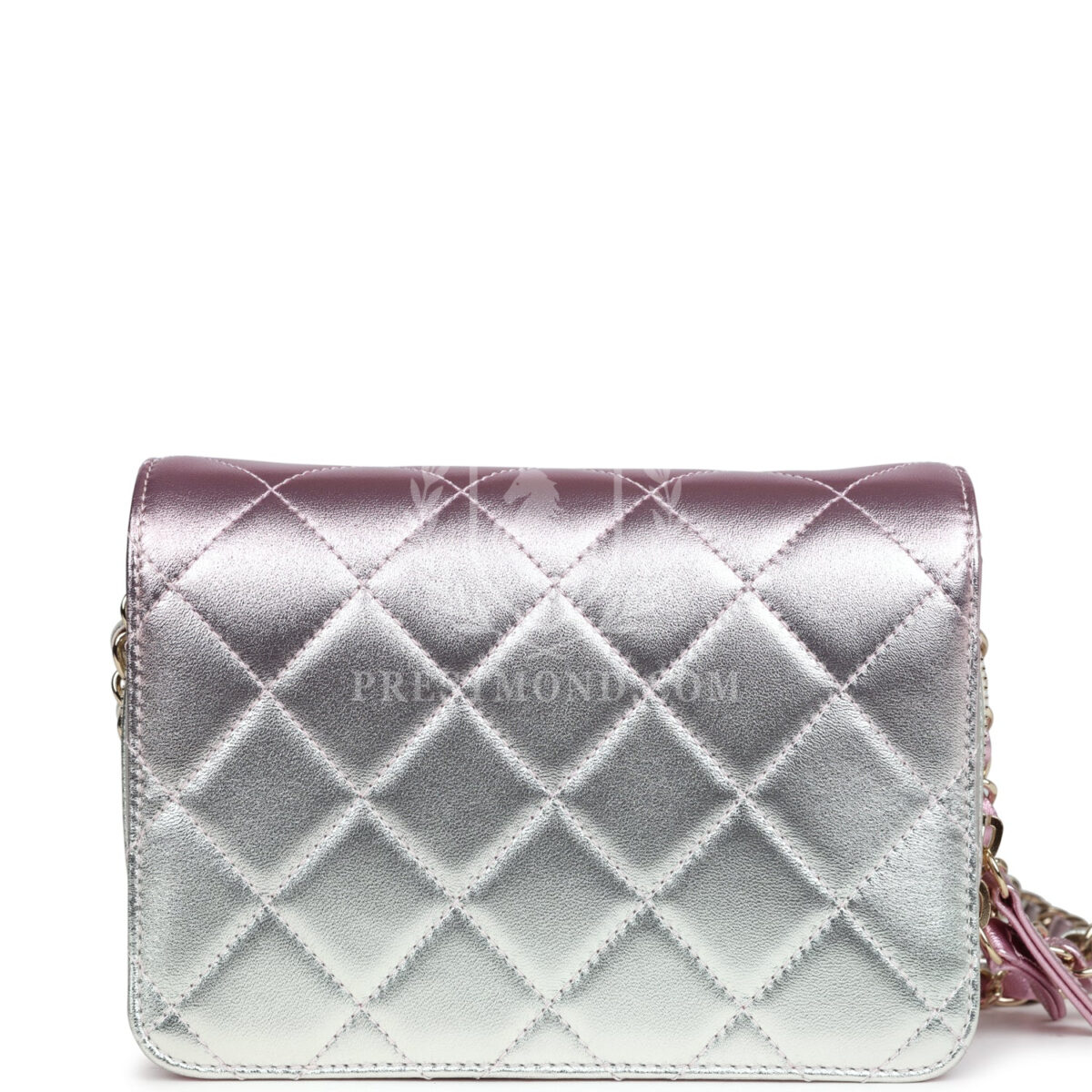 Chanel Mini Flap Bag Pink and Silver Metallic Lambskin Light Gold Hardware — изображение 6