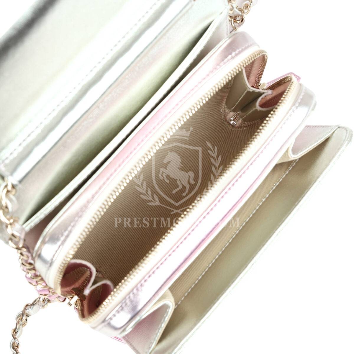 Chanel Mini Flap Bag Pink and Silver Metallic Lambskin Light Gold Hardware — изображение 9