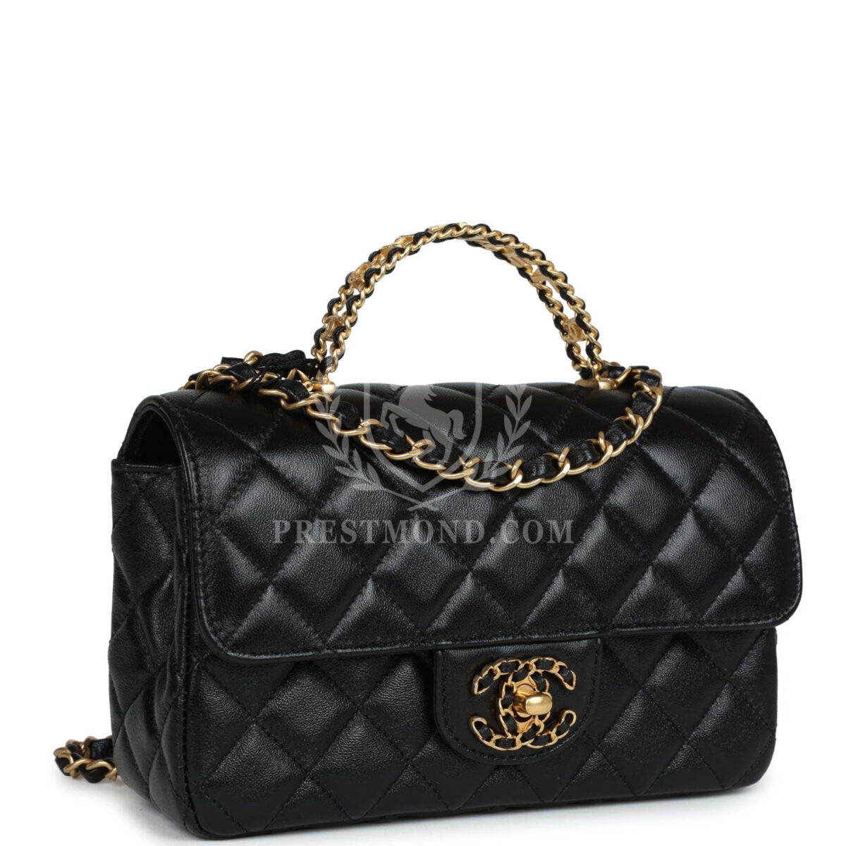Chanel Mini Rectangular Flap with Top Handle Black Lambskin Antique Gold Hardware — изображение 2