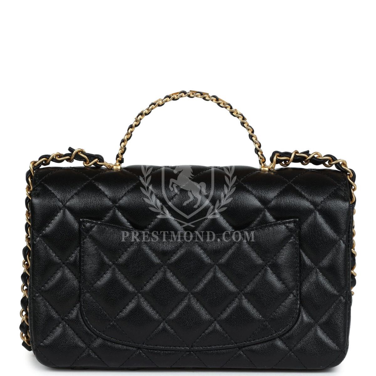 Chanel Mini Rectangular Flap with Top Handle Black Lambskin Antique Gold Hardware — изображение 4