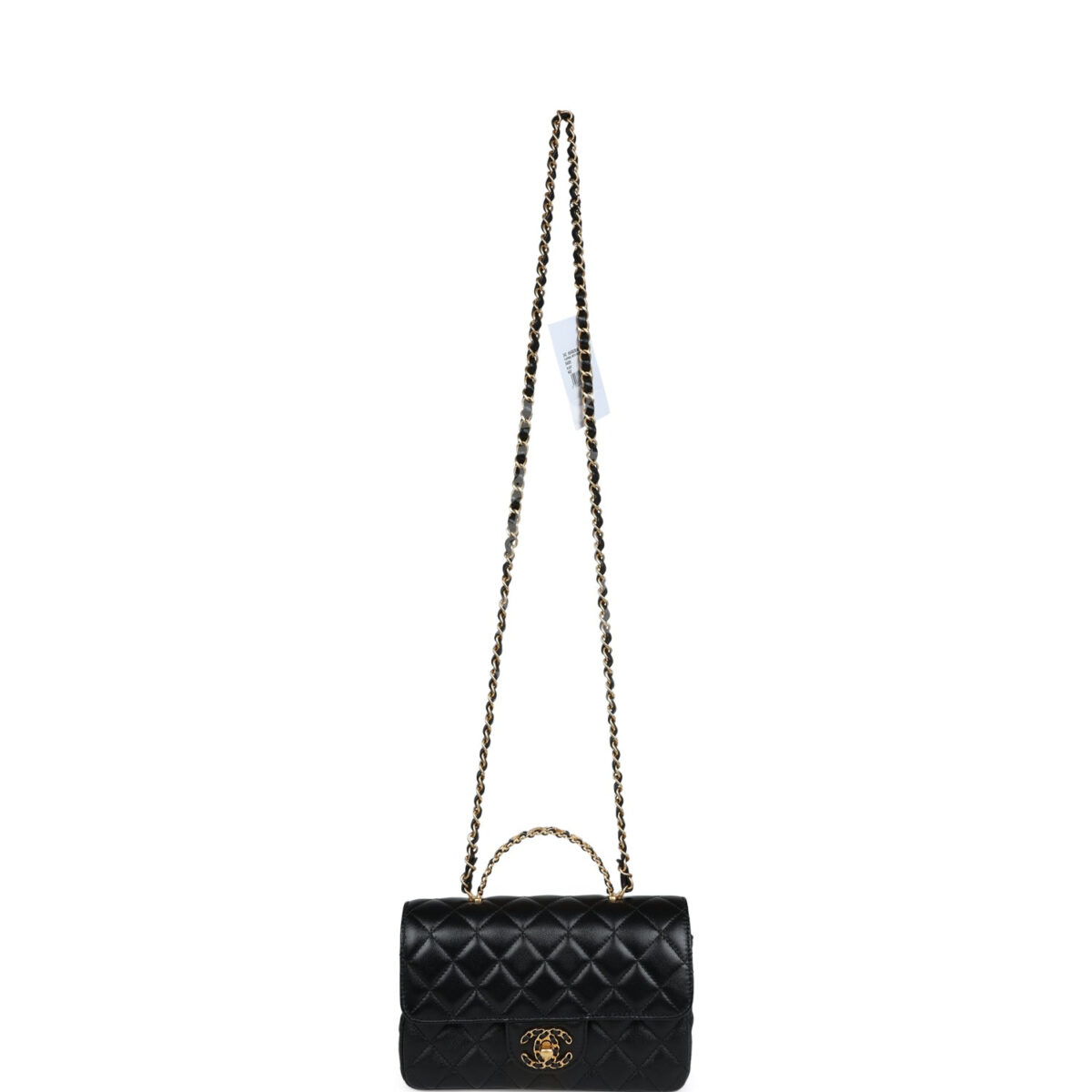 Chanel Mini Rectangular Flap with Top Handle Black Lambskin Antique Gold Hardware — изображение 7