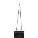 Chanel Mini Rectangular Flap with Top Handle Black Lambskin Antique Gold Hardware